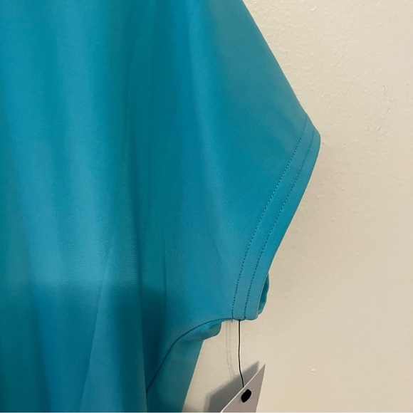 Sympli NWT Sz.6 Deep V Top Short Sleeve Teal Jersey Knit Lagenlook Summer - Picture 3 of 9